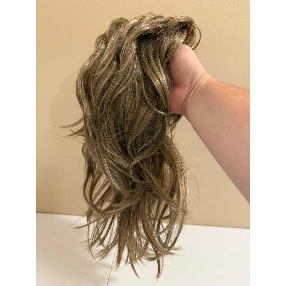 Kaneles Synthetic Wavy Layered Wig Ash Blonde Brown with Weaving Cap